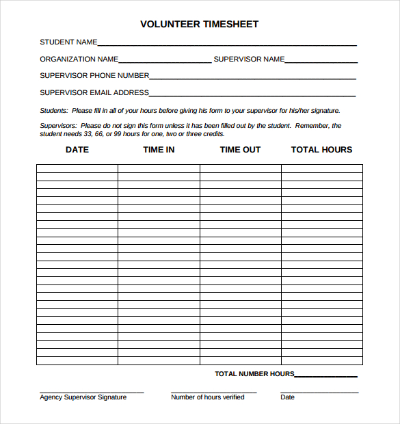 Volunteer+Hours+Log+Sheet+Template | forms | Pinterest | Template 