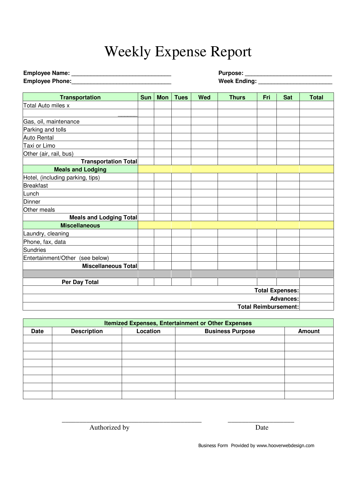 Download Weekly Expense Report Form | PDF | FreeDownloads.net