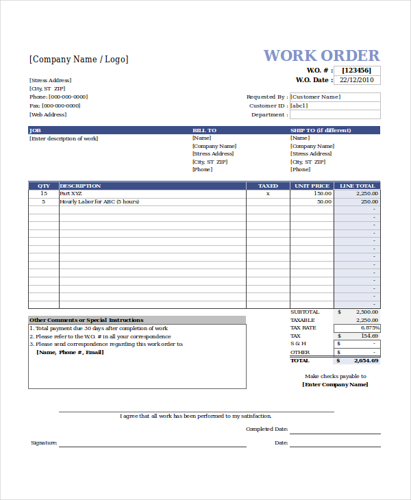 23+ Work Order Templates   PDF, DOC | Free & Premium Templates