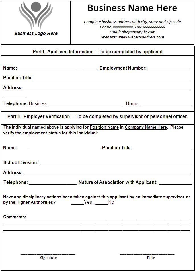 Free Employment Verification Forms | Click on the download button 