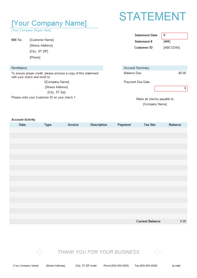 Free Billing Statement Template for Invoice Tracking
