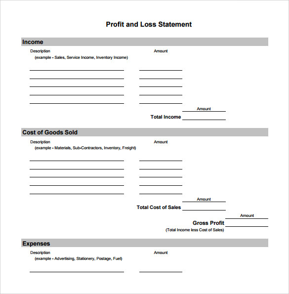 11+ Profit and Loss Statements Free Templates | Free & Premium 11+ Profit and Loss Statements Free Templates | Free & Premium